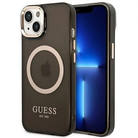 Guess Etui Guess GUHMP14SHTCMK do Apple iPhone 14 6,1" czarny/black hard case Gold Outline Translucent MagSafe Guess Etui Guess GUHMP14SHTCMK do Apple iPhone 14 6,1" czarny/black hard case Gold Outline Translucent MagSafe