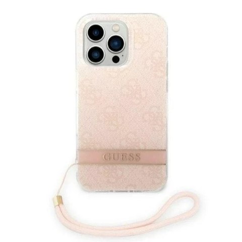 Guess Etui Guess GUOHCP14LH4STP do Apple iPhone 14 Pro 6,1" różowy/pink hardcase 4G Print Strap Guess Etui Guess GUOHCP14LH4STP do Apple iPhone 14 Pro 6,1" różowy/pink hardcase 4G Print Strap