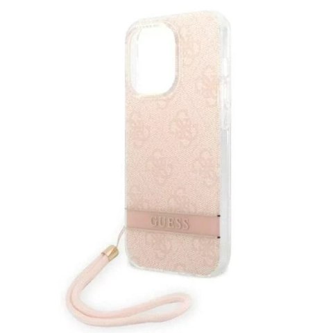 Guess Etui Guess GUOHCP14LH4STP do Apple iPhone 14 Pro 6,1" różowy/pink hardcase 4G Print Strap Guess Etui Guess GUOHCP14LH4STP do Apple iPhone 14 Pro 6,1" różowy/pink hardcase 4G Print Strap
