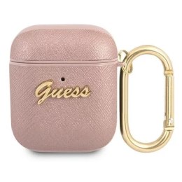 Guess Guess GUA2SASMP AirPods cover różowy/pink Saffiano Script Metal Collection