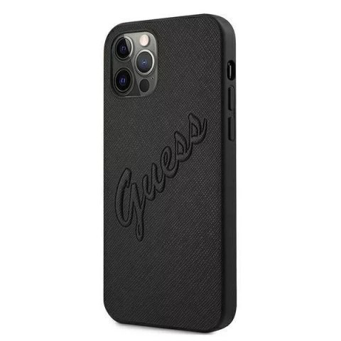 Guess Guess GUHCP12LRSAVSBK iPhone 12 Pro Max 6,7" czarny/black hardcase Saffiano Vintage Script Guess Guess GUHCP12LRSAVSBK iPhone 12 Pro Max 6,7" czarny/black hardcase Saffiano Vintage Script