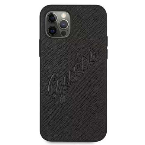 Guess Guess GUHCP12LRSAVSBK iPhone 12 Pro Max 6,7" czarny/black hardcase Saffiano Vintage Script Guess Guess GUHCP12LRSAVSBK iPhone 12 Pro Max 6,7" czarny/black hardcase Saffiano Vintage Script
