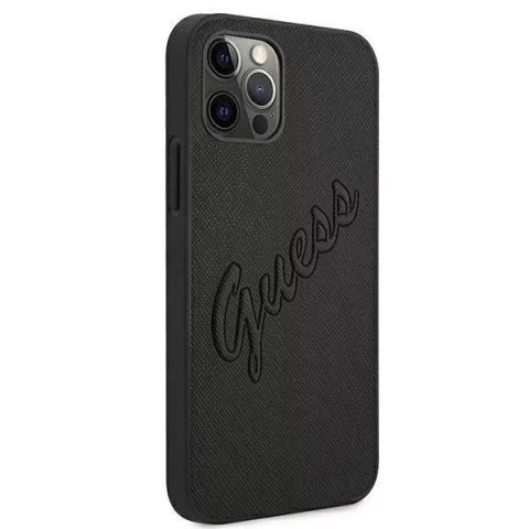 Guess Guess GUHCP12LRSAVSBK iPhone 12 Pro Max 6,7" czarny/black hardcase Saffiano Vintage Script Guess Guess GUHCP12LRSAVSBK iPhone 12 Pro Max 6,7" czarny/black hardcase Saffiano Vintage Script
