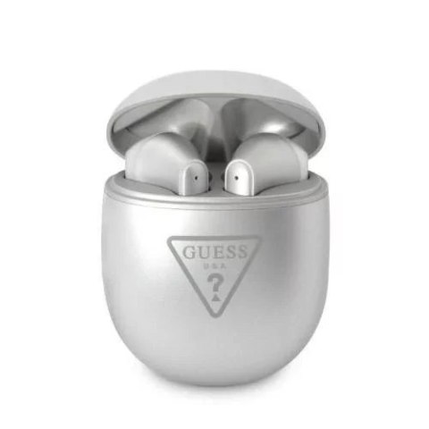 Guess Guess słuchawki Bluetooth GUTWST82TRS TWS + stacja dokująca srebrny/silver Triangle Logo Guess Guess słuchawki Bluetooth GUTWST82TRS TWS + stacja dokująca srebrny/silver Triangle Logo