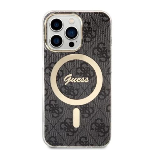 Guess Zestaw Guess GUBPP13XH4EACSK Case+ Charger iPhone 13 Pro Max czarny/black hard case 4G Print MagSafe Guess Zestaw Guess GUBPP13XH4EACSK Case+ Charger iPhone 13 Pro Max czarny/black hard case 4G Print MagSafe