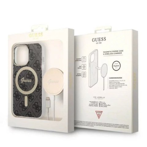 Guess Zestaw Guess GUBPP13XH4EACSK Case+ Charger iPhone 13 Pro Max czarny/black hard case 4G Print MagSafe Guess Zestaw Guess GUBPP13XH4EACSK Case+ Charger iPhone 13 Pro Max czarny/black hard case 4G Print MagSafe