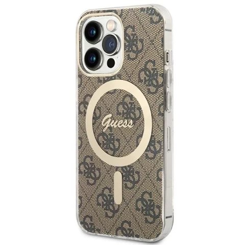 Guess Zestaw Guess GUBPP13LH4EACSW Case+ Charger iPhone 13 Pro brązowy/brown hard case 4G MagSafe Print Guess Zestaw Guess GUBPP13LH4EACSW Case+ Charger iPhone 13 Pro brązowy/brown hard case 4G MagSafe Print