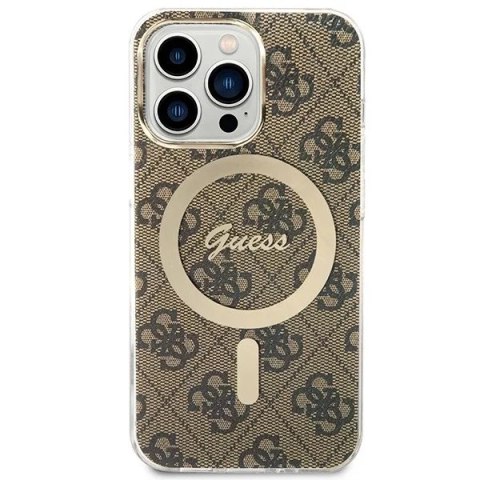Guess Zestaw Guess GUBPP13LH4EACSW Case+ Charger iPhone 13 Pro brązowy/brown hard case 4G MagSafe Print Guess Zestaw Guess GUBPP13LH4EACSW Case+ Charger iPhone 13 Pro brązowy/brown hard case 4G MagSafe Print