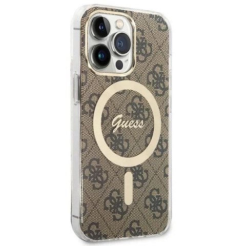 Guess Zestaw Guess GUBPP13LH4EACSW Case+ Charger iPhone 13 Pro brązowy/brown hard case 4G MagSafe Print Guess Zestaw Guess GUBPP13LH4EACSW Case+ Charger iPhone 13 Pro brązowy/brown hard case 4G MagSafe Print