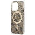 Guess Zestaw Guess GUBPP13LH4EACSW Case+ Charger iPhone 13 Pro brązowy/brown hard case 4G MagSafe Print