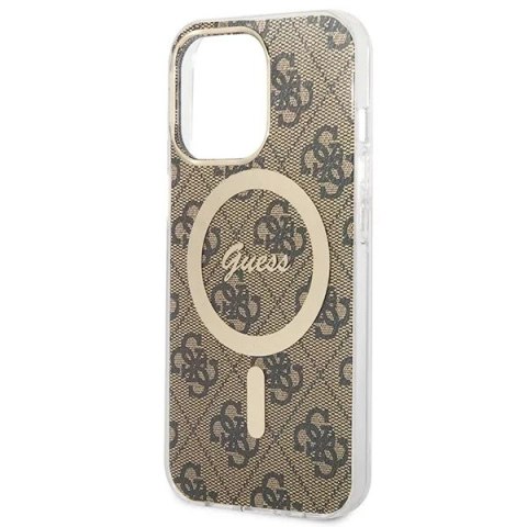 Guess Zestaw Guess GUBPP13LH4EACSW Case+ Charger iPhone 13 Pro brązowy/brown hard case 4G MagSafe Print Guess Zestaw Guess GUBPP13LH4EACSW Case+ Charger iPhone 13 Pro brązowy/brown hard case 4G MagSafe Print