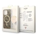Guess Zestaw Guess GUBPP13LH4EACSW Case+ Charger iPhone 13 Pro brązowy/brown hard case 4G MagSafe Print