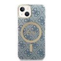 Guess Zestaw Guess GUBPP14SH4EACSB Case+ Charger iPhone 14 6,1" niebieski/blue hard case 4G Print MagSafe
