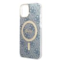 Guess Zestaw Guess GUBPP14SH4EACSB Case+ Charger iPhone 14 6,1" niebieski/blue hard case 4G Print MagSafe