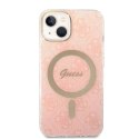 Guess Zestaw Guess GUBPP14SH4EACSP Case+ Charger iPhone 14 6,1" różowy/pink hard case 4G Print MagSafe