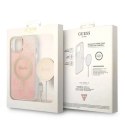 Guess Zestaw Guess GUBPP14SH4EACSP Case+ Charger iPhone 14 6,1" różowy/pink hard case 4G Print MagSafe