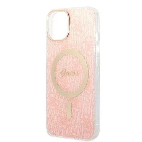 Guess Zestaw Guess GUBPP14SH4EACSP Case+ Charger iPhone 14 6,1" różowy/pink hard case 4G Print MagSafe Guess Zestaw Guess GUBPP14SH4EACSP Case+ Charger iPhone 14 6,1" różowy/pink hard case 4G Print MagSafe