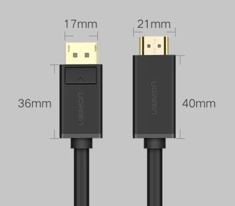 UGreen Jednokierunkowy kabel UGREEN z DisplayPort na HDMI 4K 30 Hz 32 AWG 2 m czarny (DP101 10202) UGreen Jednokierunkowy kabel UGREEN z DisplayPort na HDMI 4K 30 Hz 32 AWG 2 m czarny (DP101 10202)