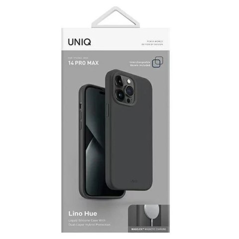 UNIQ Etui UNIQ etui Lino Hue do iPhone 14 Pro Max 6,7" Magclick Charging szary/charcoal grey UNIQ Etui UNIQ etui Lino Hue do iPhone 14 Pro Max 6,7" Magclick Charging szary/charcoal grey