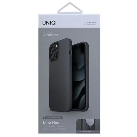 UNIQ UNIQ etui Lino Hue iPhone 13 Pro Max 6,7" szary/charcoal grey MagSafe UNIQ UNIQ etui Lino Hue iPhone 13 Pro Max 6,7" szary/charcoal grey MagSafe