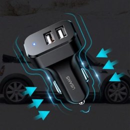 Usams USAMS Ładowarka samochodowa 2xUSB C13 2,1A 3w1 (microUSB/USB-C/lightning) czarny/black NTU35YTSC13TZ