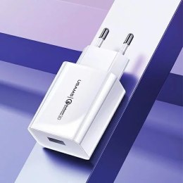 Usams USAMS Ładowarka sieciowa 1x USB T22 18W 3A QC3.0 + kabel USB-C 1m biały/white (T48) T48OCLN01