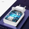 Usams USAMS Ładowarka sieciowa 1x USB T22 18W 3A QC3.0 + kabel USB-C 1m biały/white (T48) T48OCLN01