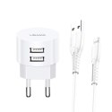 Usams USAMS Ładowarka sieciowa 2xUSB T20 2,1A lightning biały/white round Fast Charging XTXLOGT1804