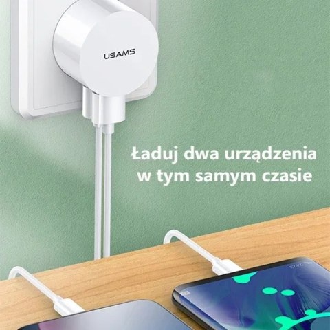 Usams USAMS Ładowarka sieciowa 2xUSB T20 2,1A lightning biały/white round Fast Charging XTXLOGT1804 Usams USAMS Ładowarka sieciowa 2xUSB T20 2,1A lightning biały/white round Fast Charging XTXLOGT1804