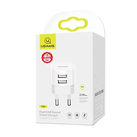 Usams USAMS Ładowarka sieciowa 2xUSB T20 2,1A round (only head) biały/white Fast Charging CC80TC01 (US-CC080) Usams USAMS Ładowarka sieciowa 2xUSB T20 2,1A round (only head) biały/white Fast Charging CC80TC01 (US-CC080)