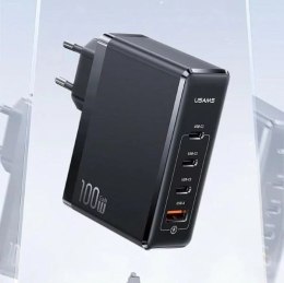 Usams USAMS Ładowarka sieciowa 3xUSB-C+1xUSB GaN 100W T50 PD (only head) Fast Charging czarny/black CC163TC01 (US-CC163)