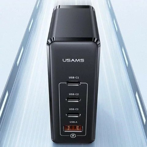 Usams USAMS Ładowarka sieciowa 3xUSB-C+1xUSB GaN 100W T50 PD (only head) Fast Charging czarny/black CC163TC01 (US-CC163) Usams USAMS Ładowarka sieciowa 3xUSB-C+1xUSB GaN 100W T50 PD (only head) Fast Charging czarny/black CC163TC01 (US-CC163)