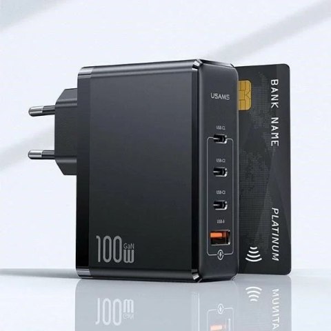 Usams USAMS Ładowarka sieciowa 3xUSB-C+1xUSB GaN 100W T50 PD (only head) Fast Charging czarny/black CC163TC01 (US-CC163) Usams USAMS Ładowarka sieciowa 3xUSB-C+1xUSB GaN 100W T50 PD (only head) Fast Charging czarny/black CC163TC01 (US-CC163)
