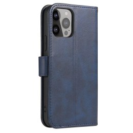 4kom.pl Etui na telefon Magnet Case do iPhone 13 Pro Max elegancki futerał etui pokrowiec z klapką i funkcją podstawki niebieski