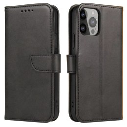 4kom.pl Etui na telefon Magnet Case do iPhone 14 Pro Max elegancki futerał etui pokrowiec z klapką i funkcją podstawki czarny