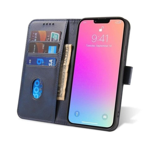 4kom.pl Etui na telefon Magnet Case do iPhone 14 elegancki futerał etui pokrowiec z klapką i funkcją podstawki niebieski 4kom.pl Etui na telefon Magnet Case do iPhone 14 elegancki futerał etui pokrowiec z klapką i funkcją podstawki niebieski