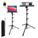4kom.pl Statyw stojak uniwersalny na rzutnik projektor laptopa z uchwytem do telefonu taca przenośny Stand 15kg Czarny