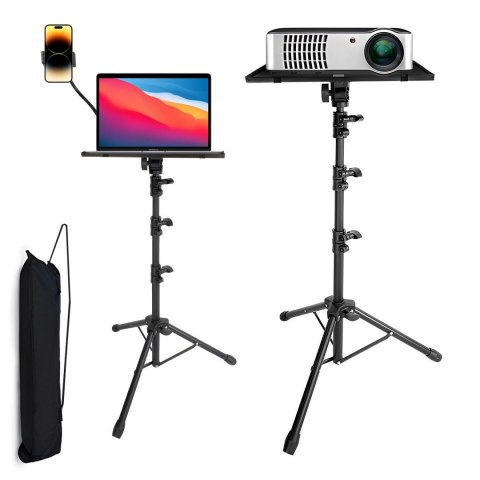 4kom.pl Statyw stojak uniwersalny na rzutnik projektor laptopa z uchwytem do telefonu taca przenośny Stand 15kg Czarny 4kom.pl Statyw stojak uniwersalny na rzutnik projektor laptopa z uchwytem do telefonu taca przenośny Stand 15kg Czarny