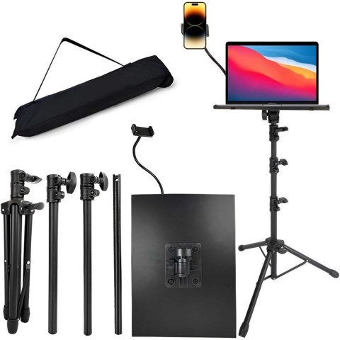 4kom.pl Statyw stojak uniwersalny na rzutnik projektor laptopa z uchwytem do telefonu taca przenośny Stand 15kg Czarny 4kom.pl Statyw stojak uniwersalny na rzutnik projektor laptopa z uchwytem do telefonu taca przenośny Stand 15kg Czarny