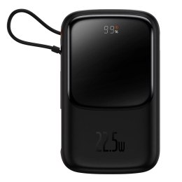 Baseus Powerbank z szybkim ładowaniem Baseus Qpow Digital Display 10000mAh 22,5W QC/PD/SCP/FCP z wbudowanym kablem USB-C czarny