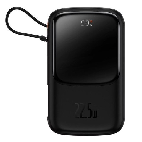 Baseus Powerbank z szybkim ładowaniem Baseus Qpow Digital Display 10000mAh 22,5W QC/PD/SCP/FCP z wbudowanym kablem USB-C czarny Baseus Powerbank z szybkim ładowaniem Baseus Qpow Digital Display 10000mAh 22,5W QC/PD/SCP/FCP z wbudowanym kablem USB-C czarny
