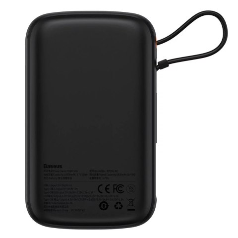 Baseus Powerbank z szybkim ładowaniem Baseus Qpow Digital Display 10000mAh 22,5W QC/PD/SCP/FCP z wbudowanym kablem USB-C czarny Baseus Powerbank z szybkim ładowaniem Baseus Qpow Digital Display 10000mAh 22,5W QC/PD/SCP/FCP z wbudowanym kablem USB-C czarny