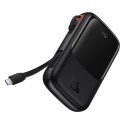 Baseus Powerbank z szybkim ładowaniem Baseus Qpow Digital Display 10000mAh 22,5W QC/PD/SCP/FCP z wbudowanym kablem USB-C czarny