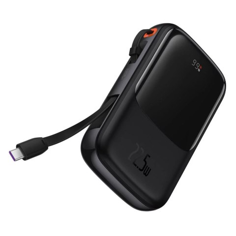 Baseus Powerbank z szybkim ładowaniem Baseus Qpow Digital Display 10000mAh 22,5W QC/PD/SCP/FCP z wbudowanym kablem USB-C czarny Baseus Powerbank z szybkim ładowaniem Baseus Qpow Digital Display 10000mAh 22,5W QC/PD/SCP/FCP z wbudowanym kablem USB-C czarny