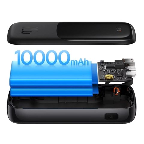 Baseus Powerbank z szybkim ładowaniem Baseus Qpow Digital Display 10000mAh 22,5W QC/PD/SCP/FCP z wbudowanym kablem USB-C czarny Baseus Powerbank z szybkim ładowaniem Baseus Qpow Digital Display 10000mAh 22,5W QC/PD/SCP/FCP z wbudowanym kablem USB-C czarny