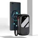 Baseus Powerbank z szybkim ładowaniem Baseus Qpow Digital Display 10000mAh 22,5W QC/PD/SCP/FCP z wbudowanym kablem USB-C czarny