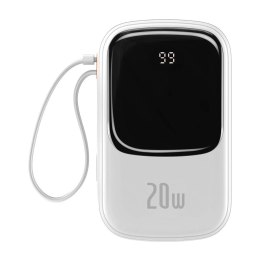 Baseus Powerbank z szybkim ładowaniem Baseus Qpow Digital Display 20000mAh 20W QC/PD/SCP/FCP z wbudowanym kablem Lightning biały