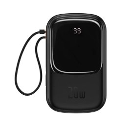 Baseus Powerbank z szybkim ładowaniem Baseus Qpow Digital Display 20000mAh 20W QC/PD/SCP/FCP z wbudowanym kablem Lightning czarny