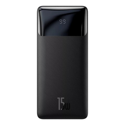 Baseus Powerbank z wyświetlaczem Baseus Bipow 10000mAh 15W czarny (Overseas Edition) + kabel USB-A - Micro USB 0.25m czarny (PPBD050001