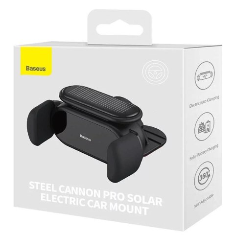 Baseus Uchwyt samochodowy elektryczny Baseus Steel Cannon Pro z ładowarką solarną (czarny) Baseus Uchwyt samochodowy elektryczny Baseus Steel Cannon Pro z ładowarką solarną (czarny)